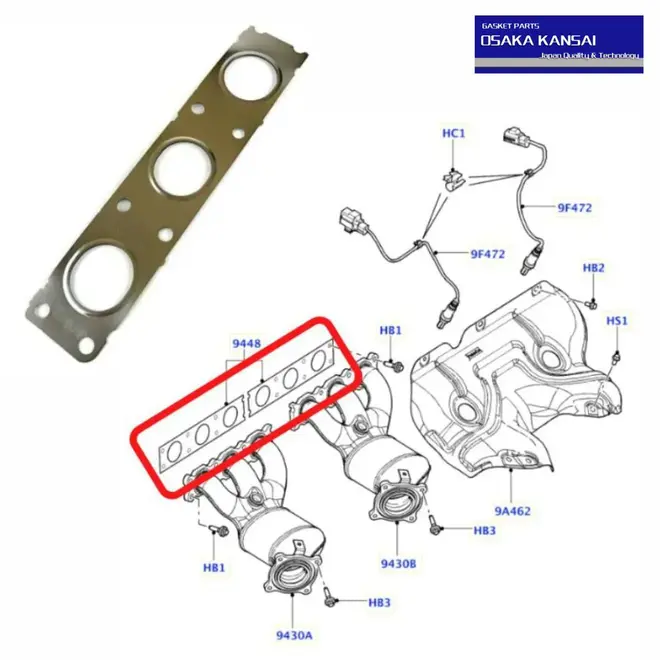 JUNTA COLETOR ESCAPE LAND ROVER/VOLVO 3.0/3.2 24V 2007 A 2015 LR018167/SKU2677