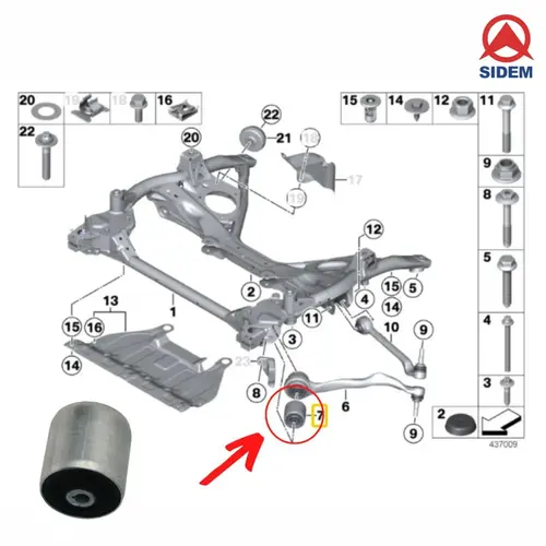 BUCHA BRACO CURVO DIAN BMW 1.6/2.0 16V/3.0 24V N13/N20/N55/N58 2011 A 2020 31126855743/SKU