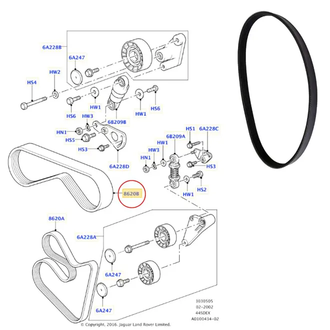 CORREIA AR CONDICIONADO  LAND ROVER/BMW 4.4 V8 PQS000220/SKU2635