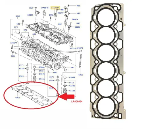 JUNTA CABECOTE LAND ROVER/ VOLVO 3.2 24V 2006 A 2012 LR006664/SKU1149