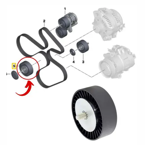 ROL GUIA CORREIA POLY V BMW 135I/335I/535I 3.0 24V N54 2004 A 2013 11287557851/SKU2177
