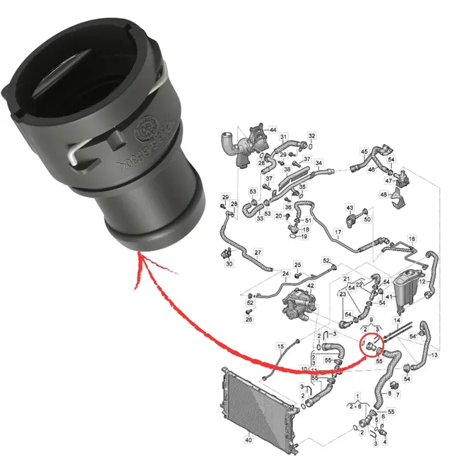 CONECTOR MANGUEIRA INFERIOR RADIADOR AUDI A1 A3 A4 A5 A6 Q3 Q5 TT VW UP! JETTA PASSAT CC TIGUAN 2006 A 2024