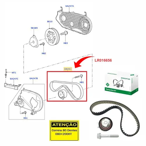 KIT CORREIA DENTADA TRASEIRA 80 DTS LAND ROVER DISCOVERY 4/RR SPORT 3.0 24V 2009 A 2017 LR