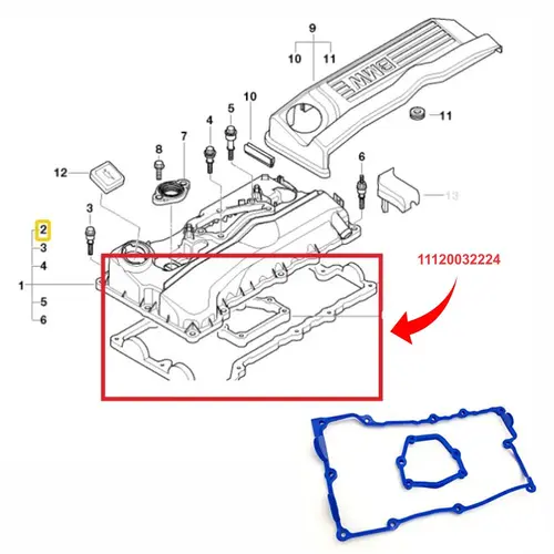 JUNTA TAMPA VALVULAS BMW 118I/120I/320I 2.0 16V 2005 A 2007 N46B20A 11120032224/SKU1887