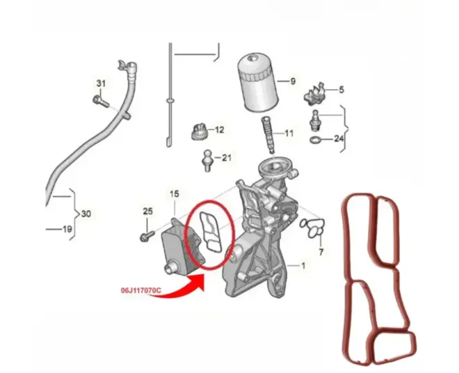 JUNTA TROCADOR CALOR ÓLEO AUDI A3 A4 A5 Q3 Q5 VOLKSWAGEN  JETTA TIGUAN PASSAT FUSCA 2.0 16V TFSI TSI 2008 A 2013