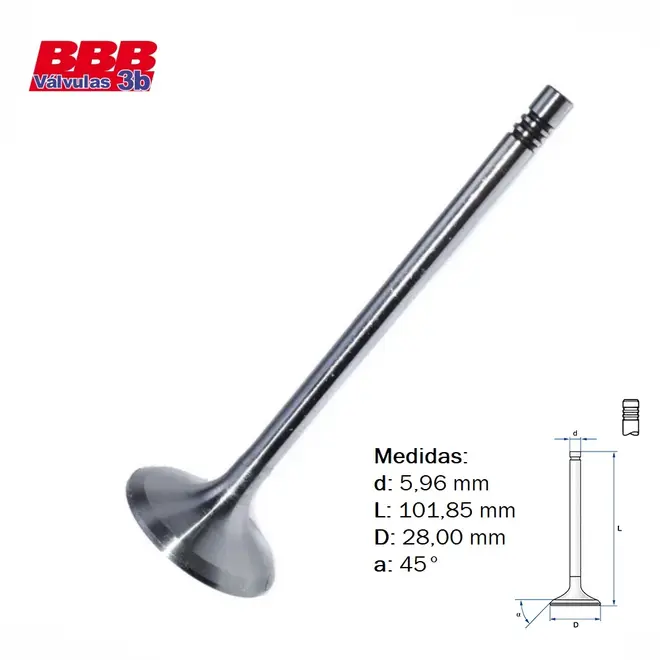 VALVULA ESC AUDI/VW 1.8/2.0 16V/ 2.5 20V TFSI/TSI/FSI 5.96X28X101,85 MM 06D109611L/SKU2153