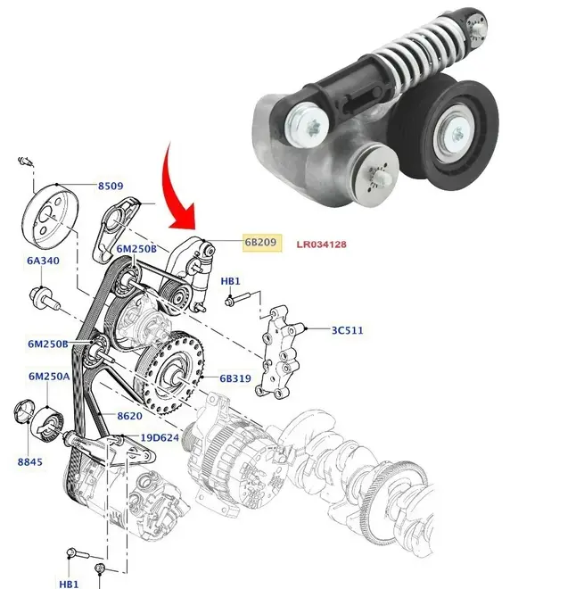 TENSOR CORREIA ALTERNADOR VOLVO S60/V60/XC60/V70/S80 2.0 16V T5 2010 A 2017 31339795/SKU18