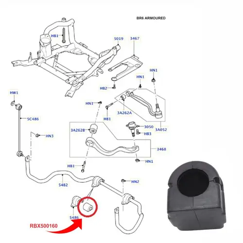 BUCHA EST DIAN RANGE ROVER VOGUE 4.2/4.4/5.0 32V V8/ 3.6 32V TDV8 2002 A 2012 RBX500160/SK