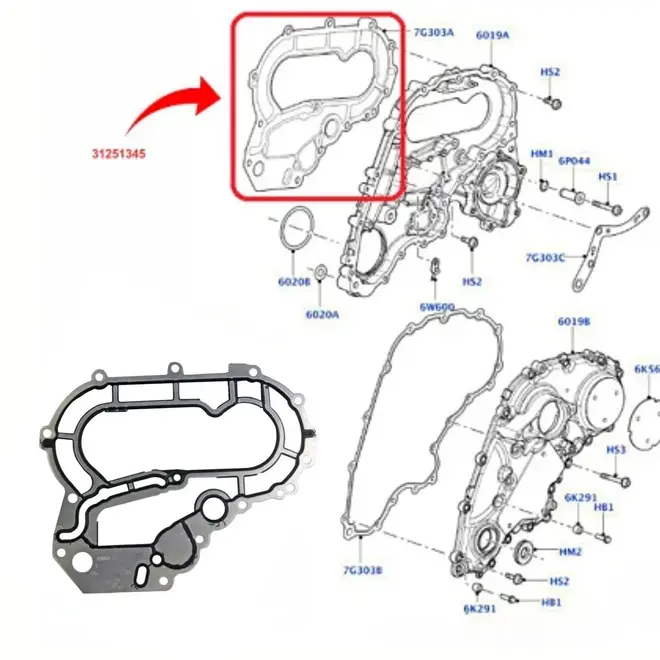 JUNTA TAMPA DISTRIBUICAO LAND ROVER/VOLVO 3.0/3.2 24V 2007 A 2015 31251345/SKU2023 VERDE