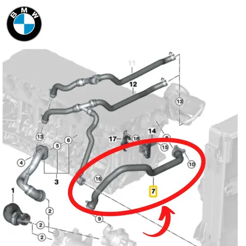 MANGUEIRA AGUA BLOCO A VALVULA TERMOSTATICA BMW BMW X5 3.0 24V N52N30A/N52K 2007 A 2010 11