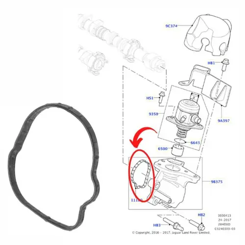 JUNTA SUPORTE BOMBA DE ALTA LAND ROVER 2.0 16V SI4 2012 A 2018 LR034323/SKU2259