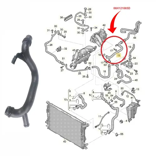 TUBO AGUA AUDI A4/A5/Q5 2.0 16V TFSI 2009 A 2013 06H121065D/SKU1939