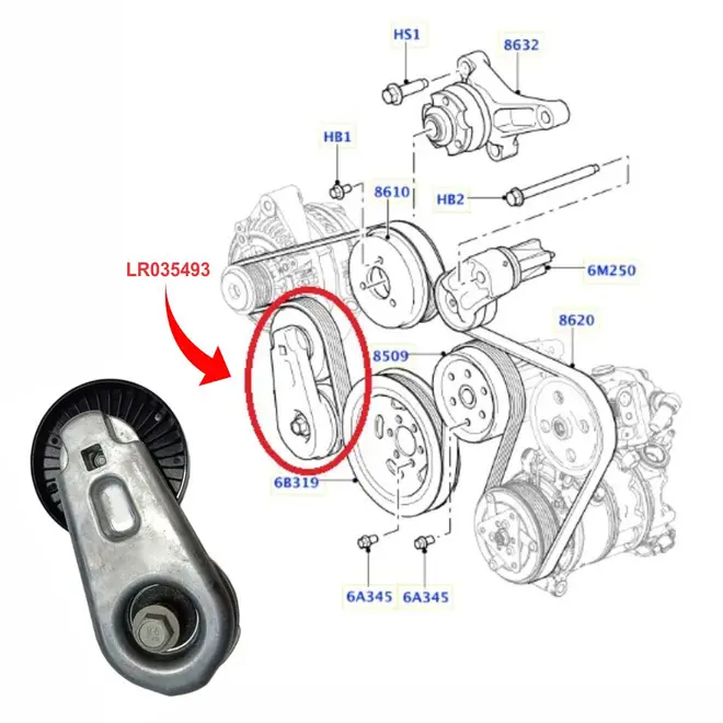 TENSOR ALT LAND ROVER DISCOVERY/RANGER ROVER 2.7/3.0 V6 24V TDV6 05 A 14 90X37 LR035493/SK