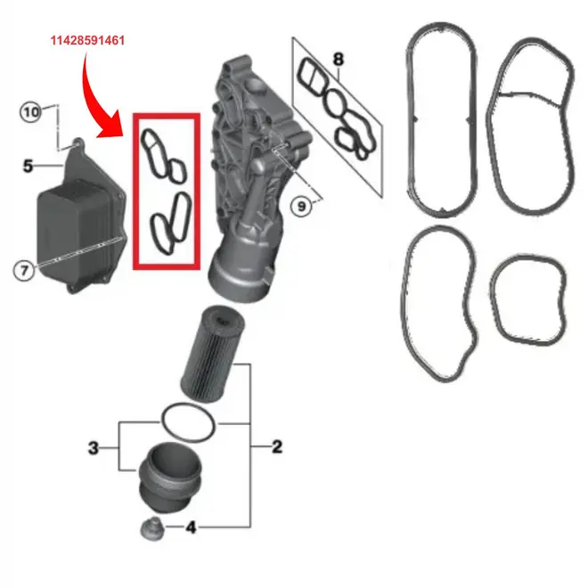 JUNTA TROCADOR DE CALOR BMW 1.5 12V/2.0 16V 2014 A 2020 11428591461/SKU1861