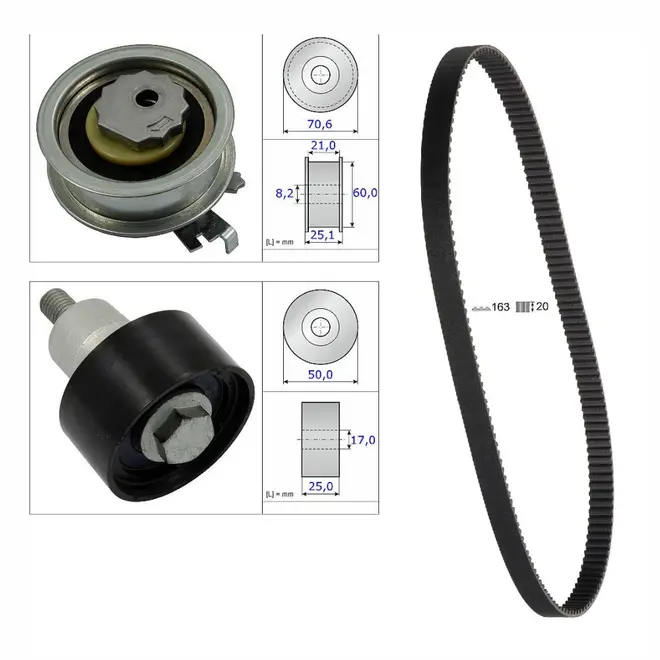 KIT CORREIA DENTADA AUDI/VW 1.0 12V/1.4 16V TFSI/TSI/ 1.6 16V MSI 2013 A 2022 163D 04C1092