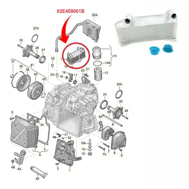 TROCADOR CALOR CAMBIO AUDI/VW DSG 02E/DQ250 1.4/2.0 16V TFSI/TSI/FSI 3.2/3.6 32V FSI 2007
