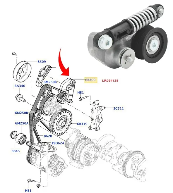 TENSOR CORREIA ALT VOLVO S60/V60/XC60/V70/S80 2.0 16V T5 2010 A 2017 31339795/SKU1383