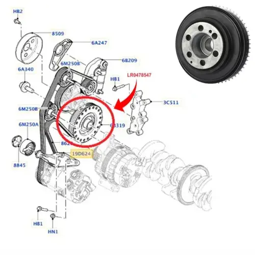 POLIA VIRABREQUIM LAND ROVER VOLVO JAGUAR 2.0 16V SI4 2011 A 2018