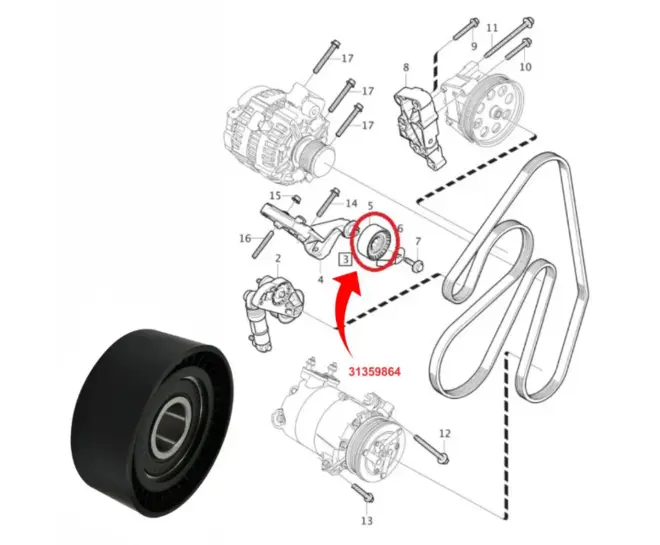 POLIA GUIA CORREIA ALTERNADOR VOLVO S60 S80 V60 V70 XC60 LAND ROVER FREELANDER 2 EVOQUE DISCOVERY SPORT 2.0 16V 2009 A 2018