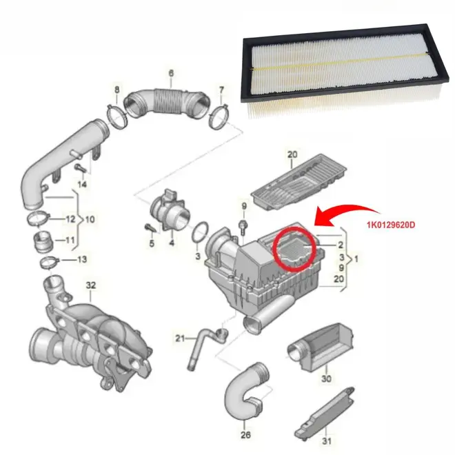 FILTRO AR AUDI/VW A3/Q3/TT/FUSCA/PASSAT/TIGUAN/JETTA 1.4/2.0 16V FSI/TFSI/TSI 2006 A 2017