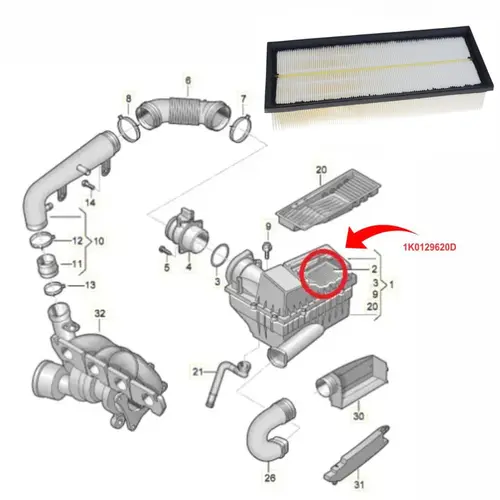 FILTRO AR AUDI/VW A3/Q3/TT/FUSCA/PASSAT/TIGUAN/JETTA 1.4/2.0 16V FSI/TFSI/TSI 2006 A 2017