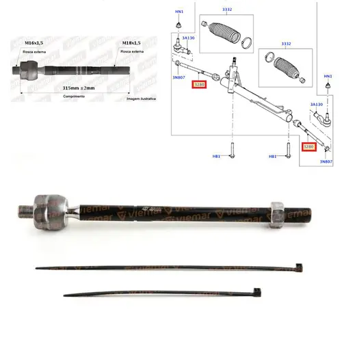 BARRA AXIAL DIREÃ‡ÃƒO LAND ROVER FREELANDER 2 2007 A 2015/VOLVO S60/V60/V70/XC70/S80 2008