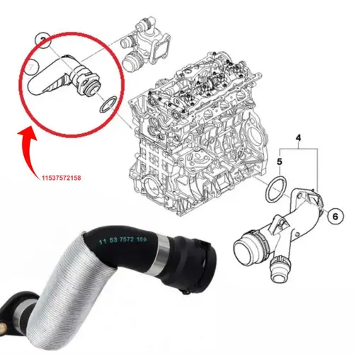 TUBO MANGUEIRA/FLANGE BLOCO/VALVULA TERMOSTATICA BMW 118I/120I/318I/320I/X1 2.0 16V N46 20