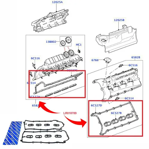 JUNTA DA TAMPA DE VALVULAS LAND ROVER 5.0 32V V8 2009 A 2018 LR010882/LR010789/SKU1979