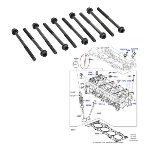 JG PARAFUSO CABECOTE LAND ROVER/VOLVO/JAGUAR 2.0 16V T 145,5X1,25XM10 30723252/SKU3319
