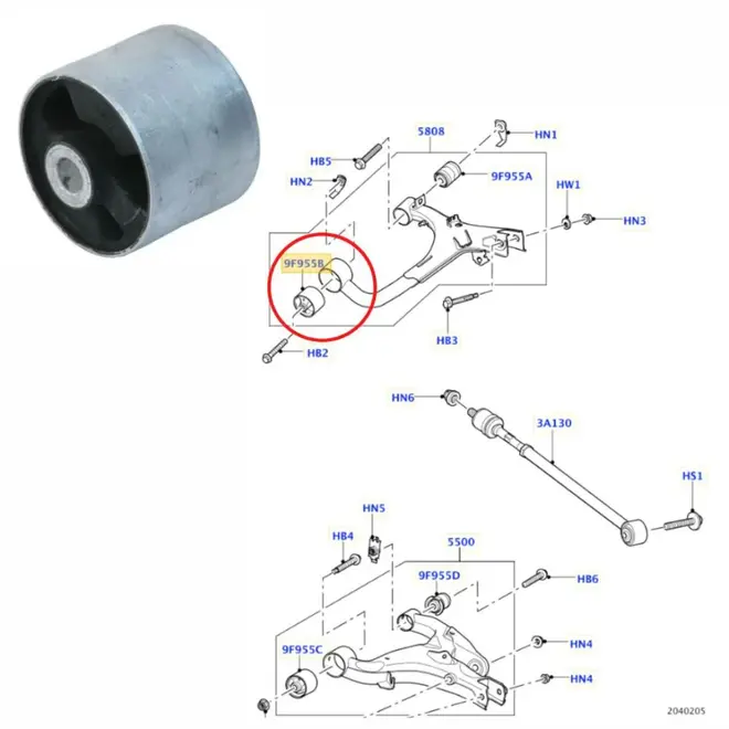 BUCHA BANDEJA TRASEIRA SUPERIOR GRANDE LAND ROVER DISCOVERY 3/DISCOVERY 4/RR SPORT 2.7/3.0