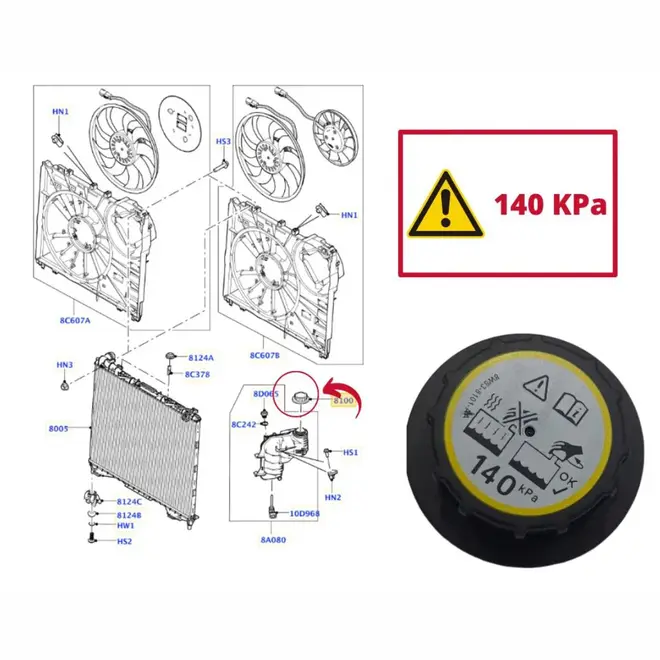 TAMPA RESER AGUA LAND ROVER 2.0 16V/2.7/3.0 24V TDV6/3.0 24V I6/4.4 32V TDV8 2005 A 2022 L
