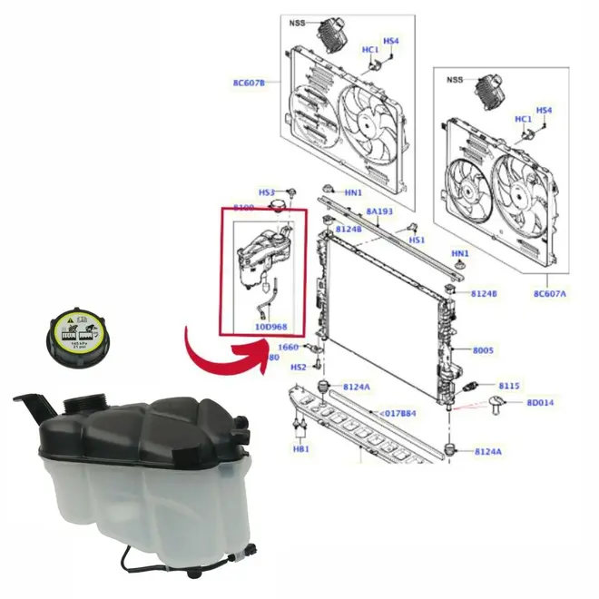 RESER AGUA RADIADOR LAND ROVER/VOLVO 1.5/2.0 16V/4.4 32V V8 2008 A 2019 LR024296/SKU2207