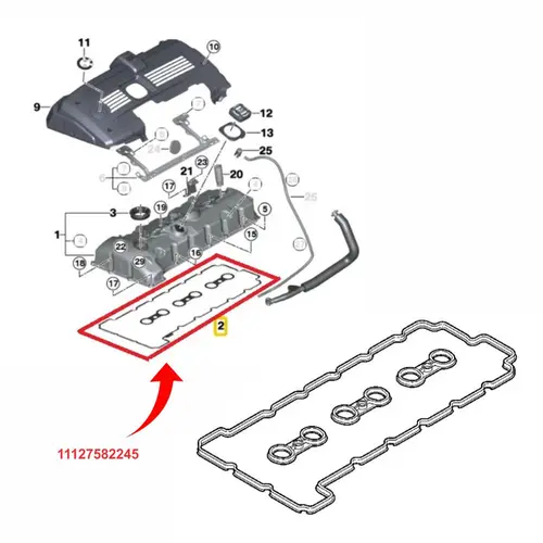 JUNTA TAMPA VALVULA BMW 2.5/3.0 24V N52 2006 A 2013 11127582245/SKU1983