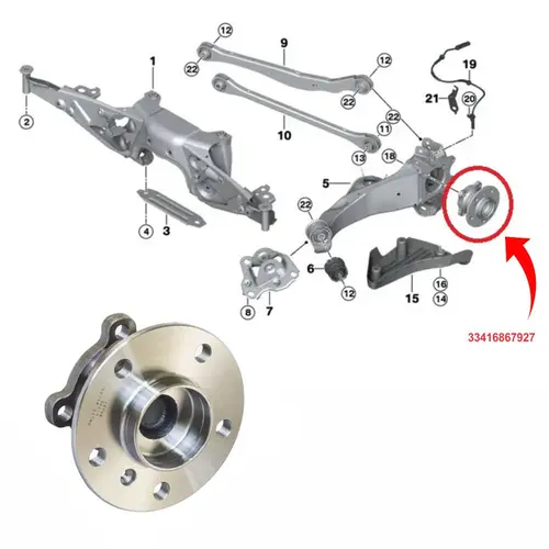 CUBO RODA TRASEIRA BMW/MINI I3/COOPER S/ONE/CLUBMAN/CABRIO 0.6/1.5 12V/2.0 16V 2015 A 2021