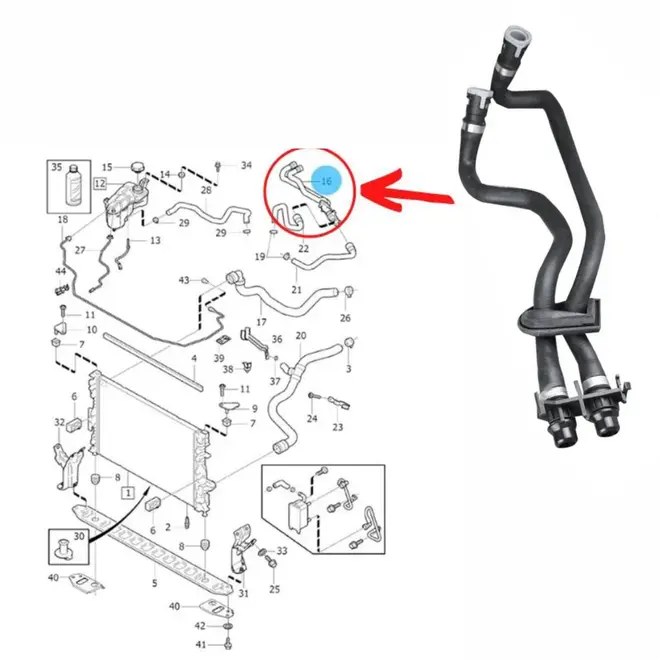 MANG AGUA AR QUENTE Ã˜ 18,00 LAND ROVER/VOLVO 2.0 16V 204PS/B4204T7 2.0 16V 2011 A 2017 LR