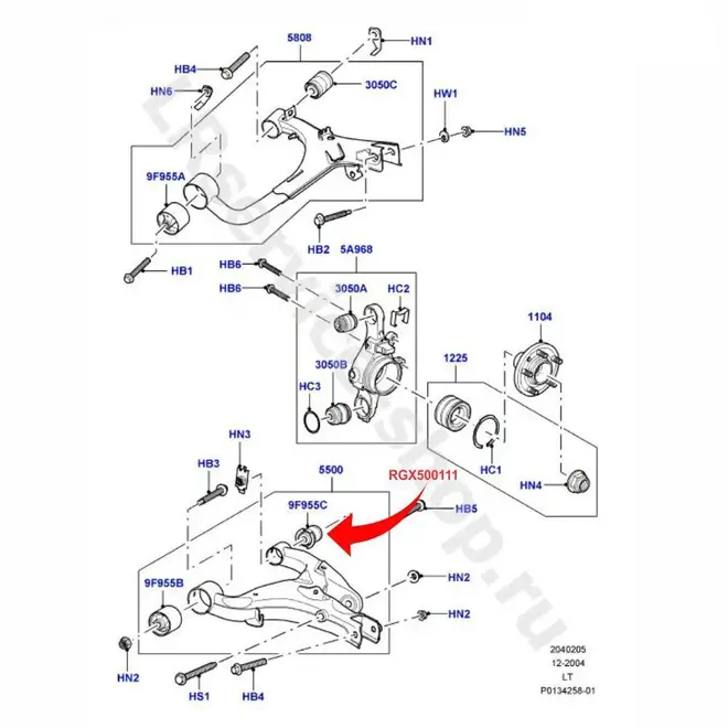 BUCHA BANDEJA TRAS INFERIOR PEQUENA LAND ROVER DISCOVERY 3/DISCOVERY 4/RR SPORT 2.7/3.0 20