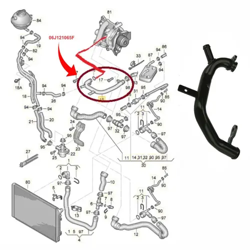 TUBO AGUA BOMBA AGUA AUDI/VW 2.0 16V TSI/TFSI 2007 A 2014 06J121065F/SKU1663