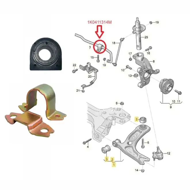 KIT BARRA EST DIAN ABRACADEIRA+BUCHA (22MM) AUDI/VW 2006 A 2019 1K0411314M/SKU2303