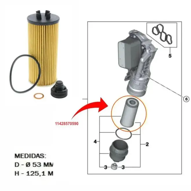FILTRO OLEO BMW 1.5 12V/2.0 16V B38/B48 2013/... 11428570590/SKU1751