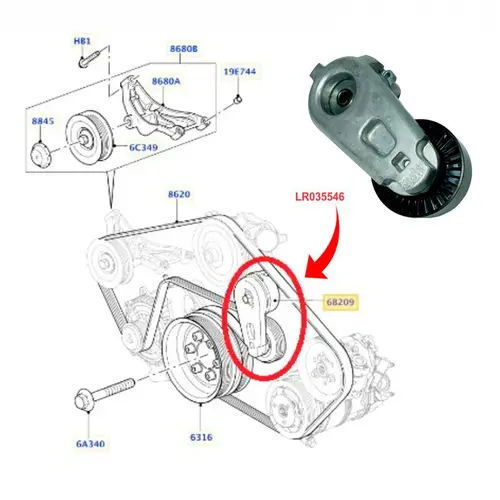 TENSOR CORREIA ALTERNADOR DISCOVERY 4 RANGE ROVER 5.0 2010 A 2016 LR035546