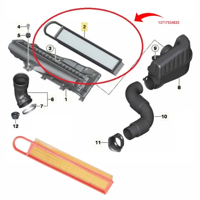 FILTRO AR MOTOR MINI COOPER S 1.6 16V 2007 A 2014 13717534825/SKU1759