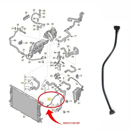 TUBO AGUA RETORNO RADIADOR AO RESERVETORIO AUDI A4/A5 1.8/2.0 16V TFSI 2009 A 2017 06K0121