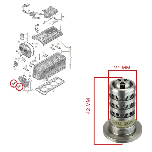 VALVULA PRESSAO OLEO AUDI/VW  1.8/2.0 16V TFSI/TSI 2012 A 2019 06L109257F/SKU2155