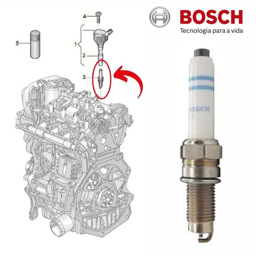 VELA IGNIÇÃO BOSCH VW UP E POLO 1.0 12V 3 CILINDROS MPI ASPIRADO 2014 A 2022