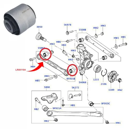 BUCHA BRAÃ‡O TIRANTE TRASEIRO LAND ROVER FREELANDER 2 2.0 16V SI4/2.2 16V SD4/ 3.2 24V L6