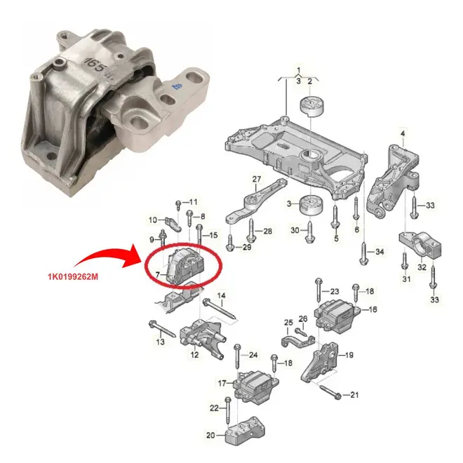 COXIM MOTOR LADO DIREITO AUDI/VW A3/GOLF/CC/JETTA/PASSAT 2.0 8V FLEX/ 2.0 16V TFSI/TSI 200