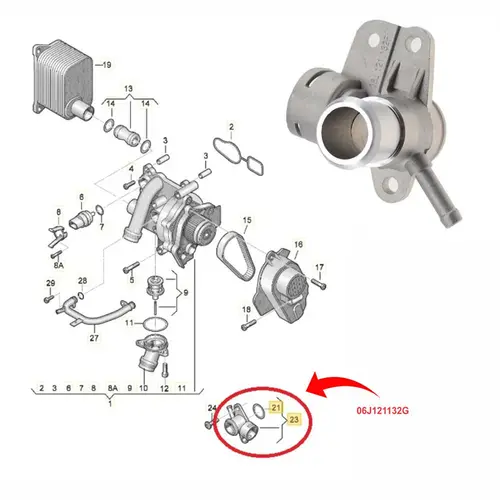 FLANGE SAÍDA DE ÁGUA DO CABEÇOTE AUDI A3 A4 A5 Q3 Q5 TT VW GOLF JETTA PASSAT TIGUAN FUSCA 2.0 16V TSI TFSI 2009 A 2014