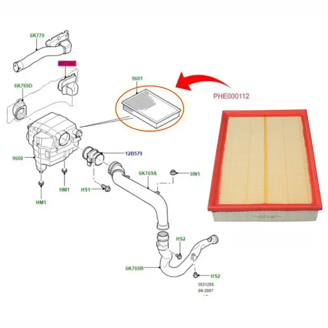 FILTRO AR LAND ROVER 2.7/3.0 TDV6/ 4.0 V6 12V / 4.4 V8 TDV8 PHE000112/SKU1763