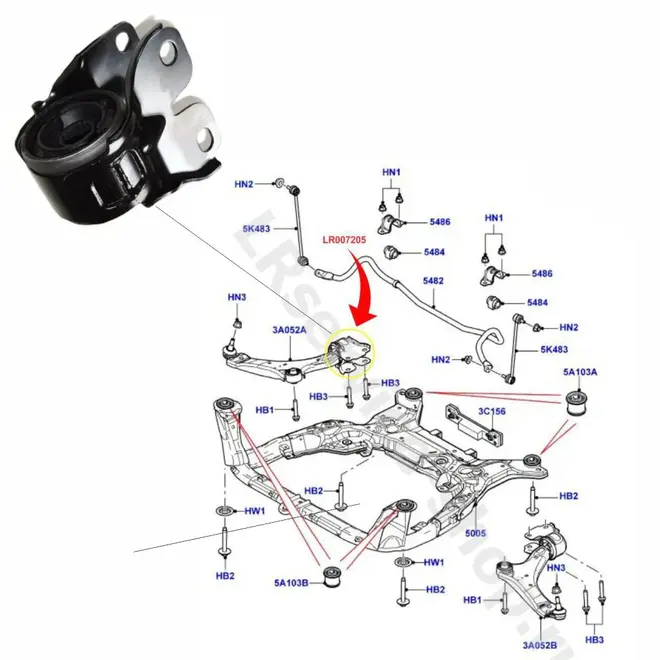 BUCHA BANDEJA DIAN GRANDE DIR VOLVO/LAND ROVER 2.0/2.2 16V / 3.0/3.2 24V LR007205/SKU247