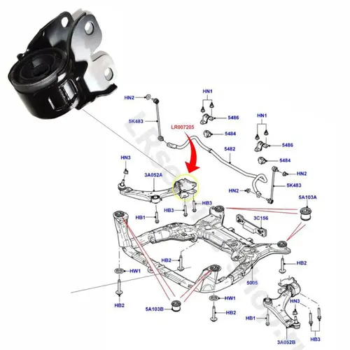 BUCHA BANDEJA DIAN GRANDE DIR VOLVO/LAND ROVER 2.0/2.2 16V / 3.0/3.2 24V LR007205/SKU247